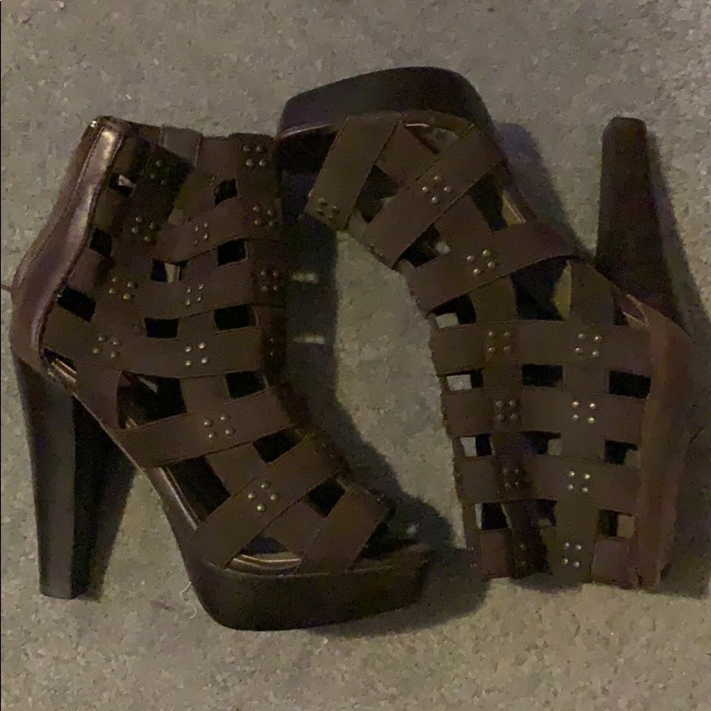 Dark Brown Cage Heels
